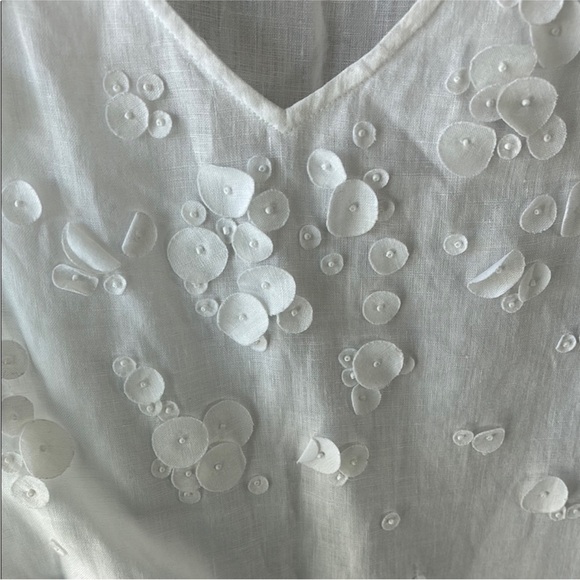 NWOT White Embellished Linen Top - XL Petite - Picture 4 of 5